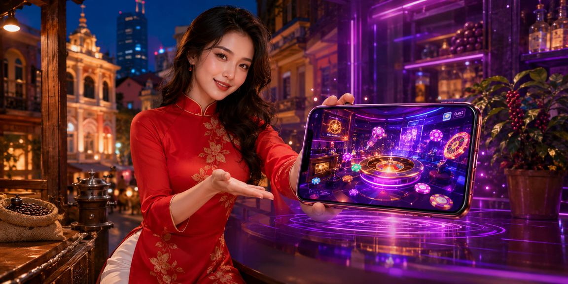 Người dùng TP.HCM sử dụng ứng dụng casino trên điện thoại với trang phục áo dài